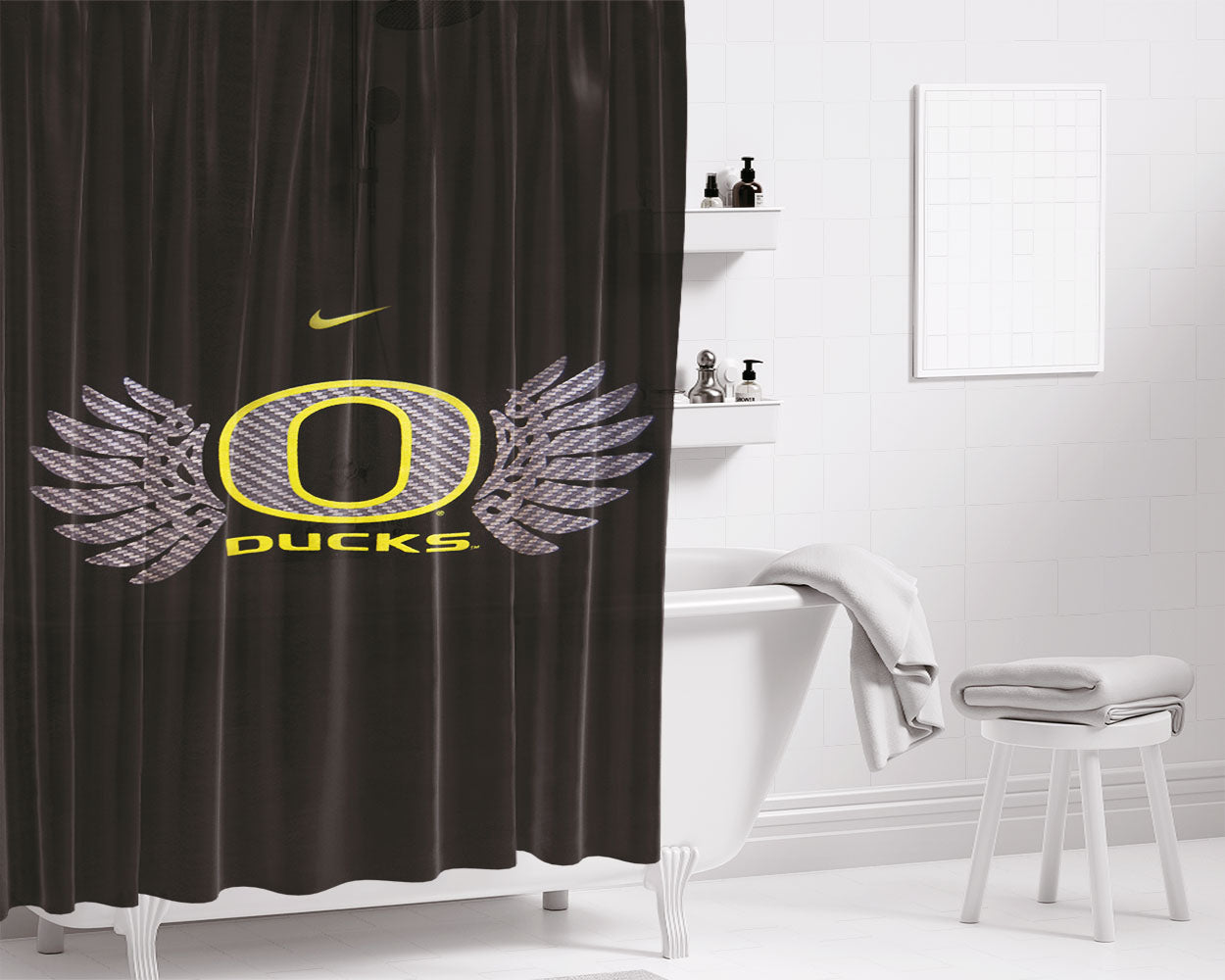 Oregon Ducks Nike Bathroom Shower Curtain Fabric Waterproof | 66 X 72 Inch