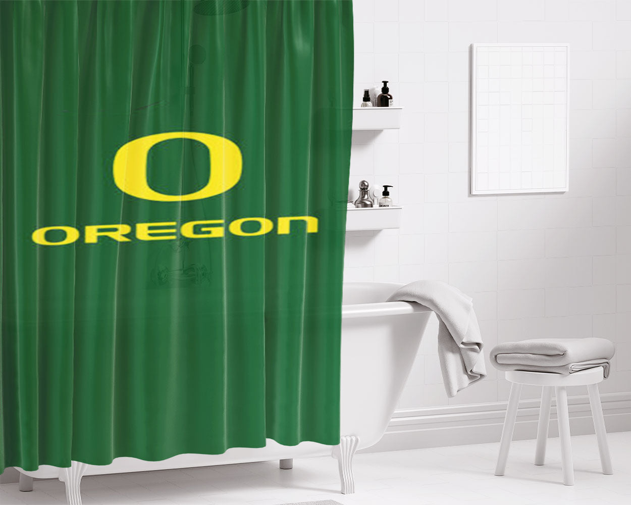 Oregon Ducks Bathroom Shower Curtain Fabric Waterproof | 66 X 72 Inch