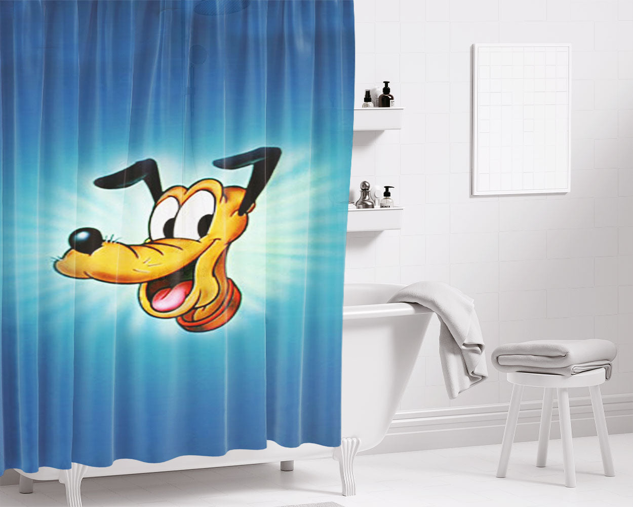 Pluto Disney Bathroom Shower Curtain Fabric Waterproof | 66 X 72 Inch
