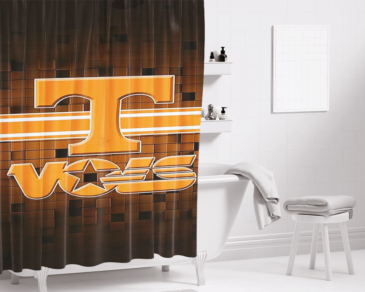 Tennessee Ut Vols Icon Bathroom Shower Curtain Fabric Waterproof | 66 X 72 Inch