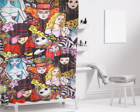 Halloween Johny Depp Pattern Cartoon Bathroom Shower Curtain Fabric Waterproof | 66 X 72 Inch