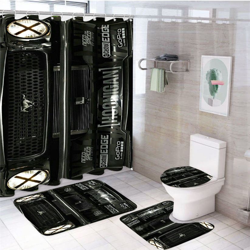 1965 Ford Mustang 4Pcs Bathroom Set Shower Curtain