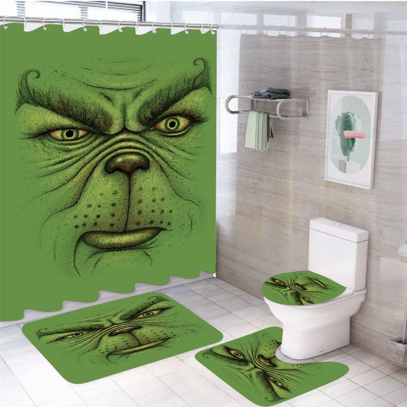 A Green Christmas 4Pcs Bathroom Set Shower Curtain