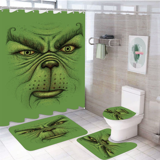 A Green Christmas 4Pcs Bathroom Set Shower Curtain