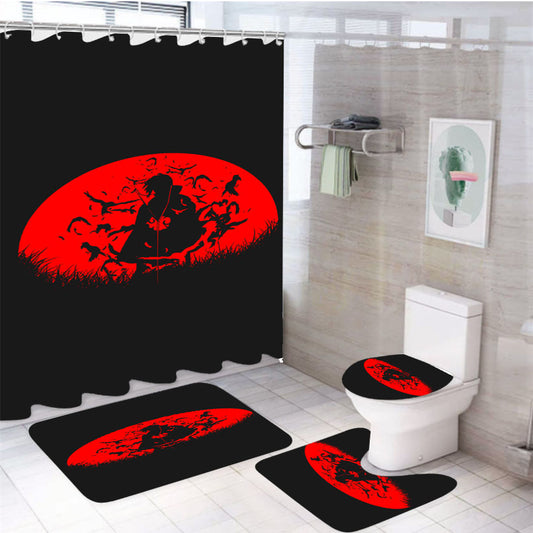 Akatsuki Uchiha Itachi 4Pcs Bathroom Set Shower Curtain