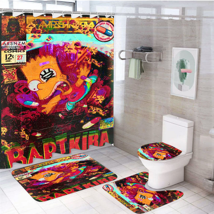 Akira Bart Simpsons 4Pcs Bathroom Set Shower Curtain