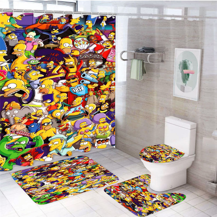 All Simpson Characters 4Pcs Bathroom Set Shower Curtain
