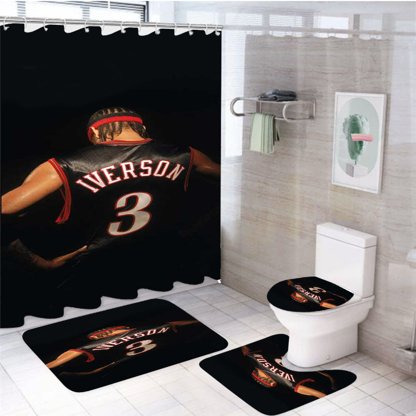 Allen Iverson 3 Basketball 4Pcs Bathroom Set Shower Curtain