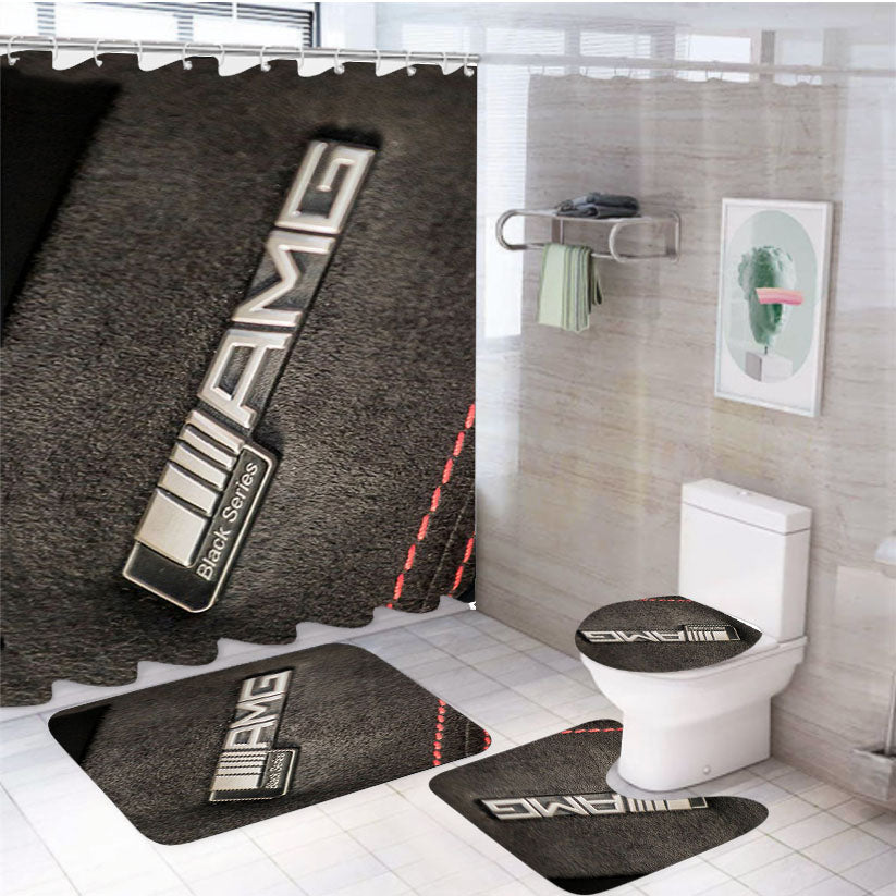 Amg Mercedes Benz Emblem 4Pcs Bathroom Set Shower Curtain