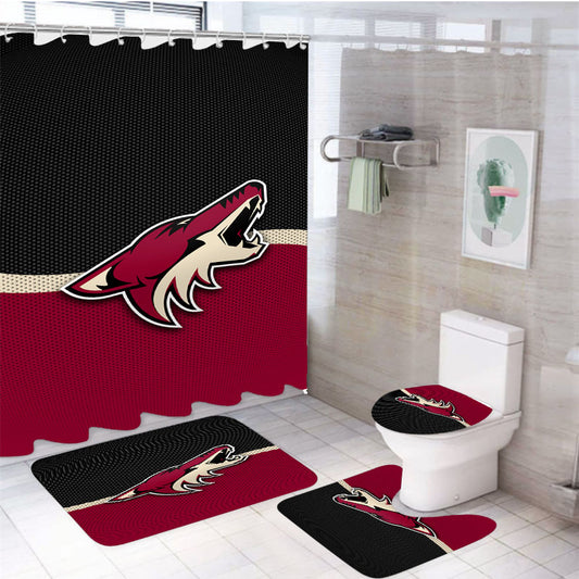 Arizona Coyotes Logo Jersey 4Pcs Bathroom Set Shower Curtain