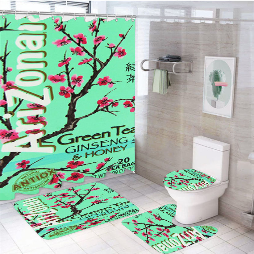 Arizona Green Tea Beverage Drink Retro Teal 4Pcs Bathroom Set Shower Curtain