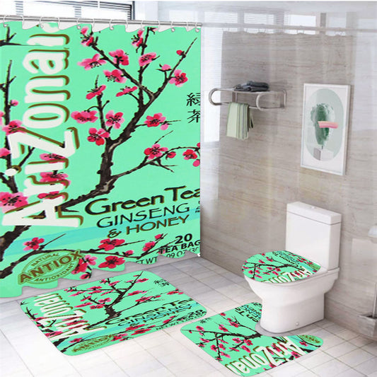 Arizona Green Tea Beverage Drink Retro Teal 4Pcs Bathroom Set Shower Curtain