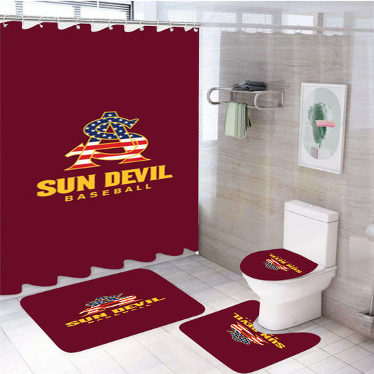 Arizona State Sun Devils Baseball 4Pcs Bathroom Set Shower Curtain