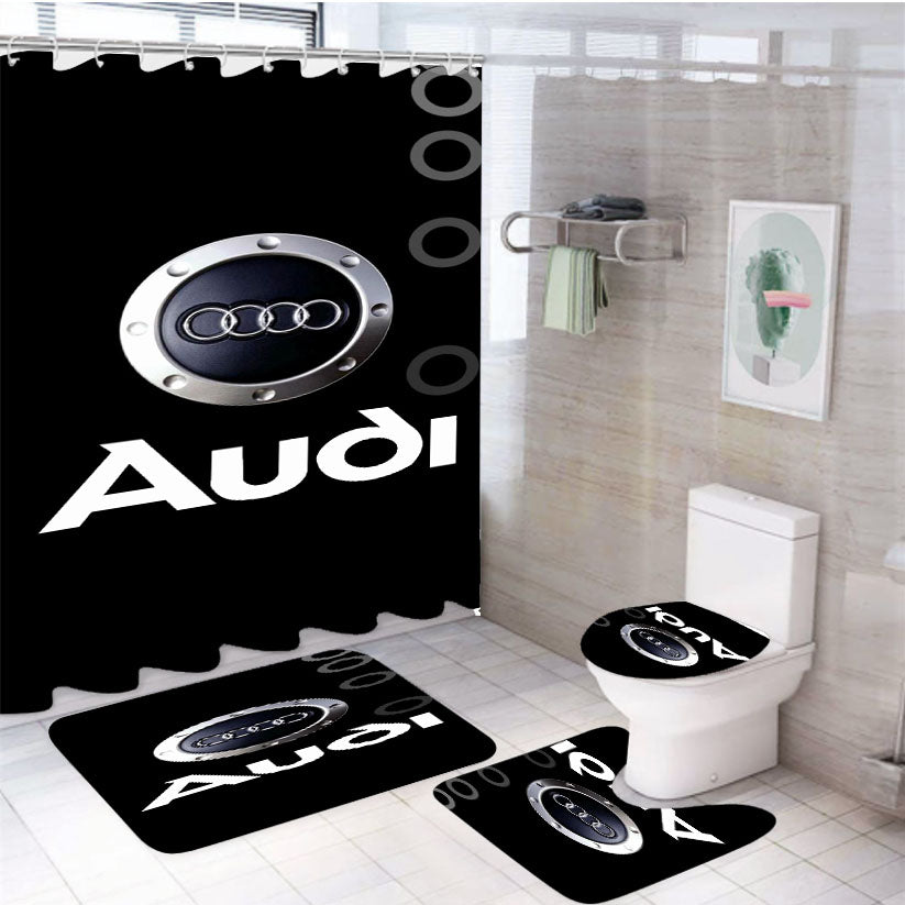 Audi Logo Wallpaper 4Pcs Bathroom Set Shower Curtain