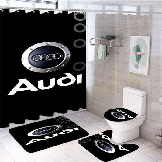 Audi Logo Wallpaper 4Pcs Bathroom Set Shower Curtain