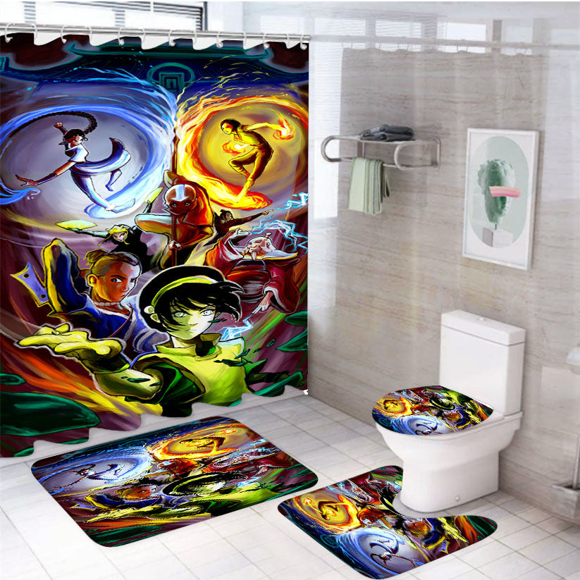 Avatar The Last Airbender Poster Art 4Pcs Bathroom Set Shower Curtain