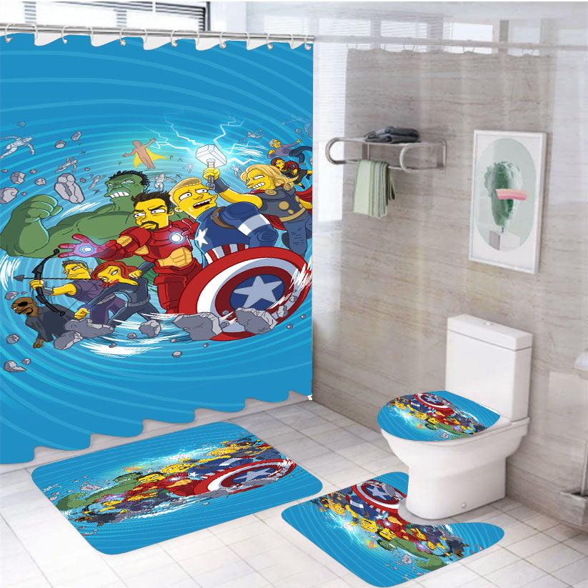 Avenger Age Of Ultron Simpson 4Pcs Bathroom Set Shower Curtain