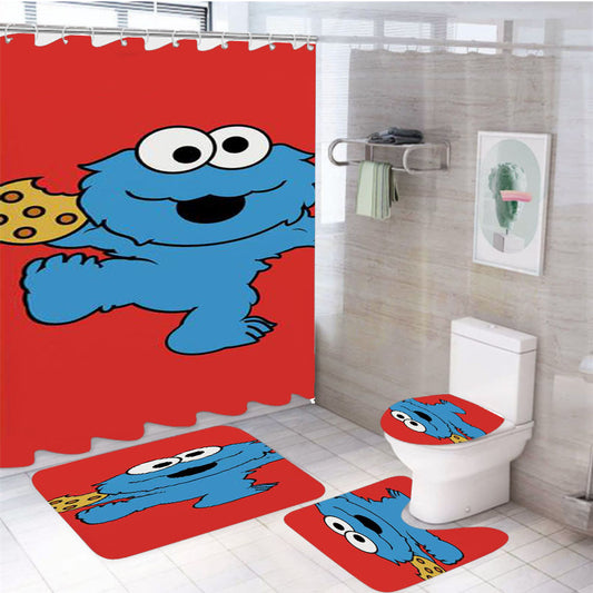 Baby Cookie Monster 4Pcs Bathroom Set Shower Curtain
