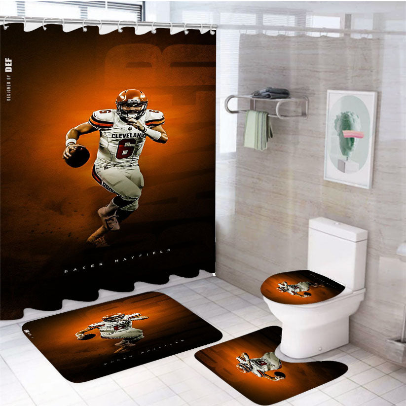 Baker Mayfield Cleveland Browns 4Pcs Bathroom Set Shower Curtain