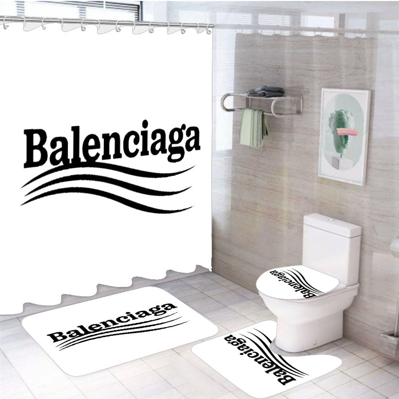 Balenciaga 4Pcs Bathroom Set Shower Curtain