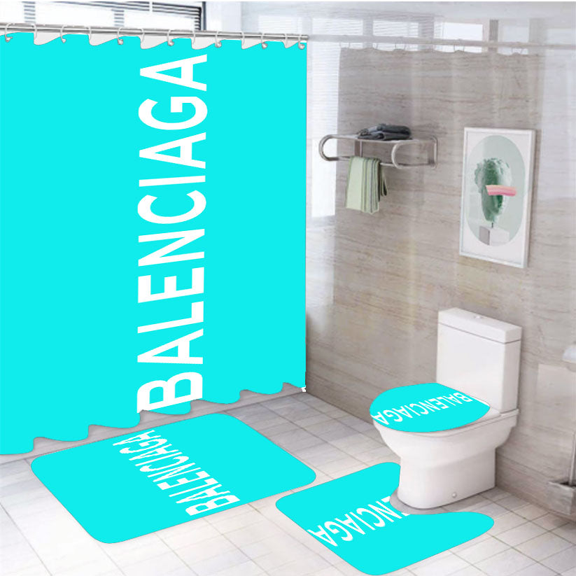 Balenciaga Logo Tosca 4Pcs Bathroom Set Shower Curtain