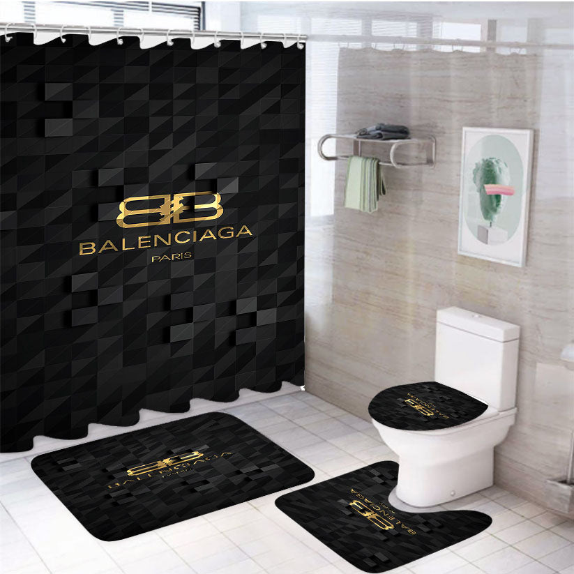 Balenciaga Paris 4Pcs Bathroom Set Shower Curtain