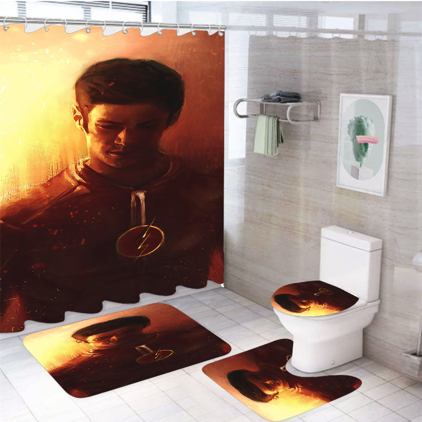 Barry Allen The Flash 4Pcs Bathroom Set Shower Curtain