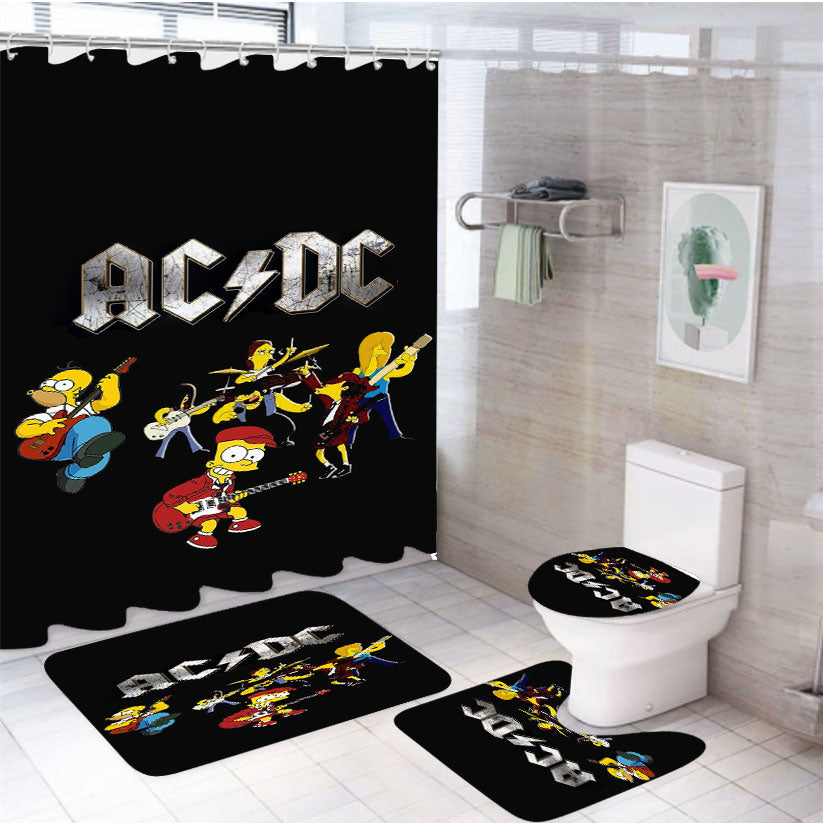 Bart Simpson Acdc 4Pcs Bathroom Set Shower Curtain