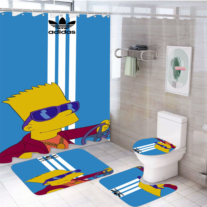 Bart Simpson Adidas 4Pcs Bathroom Set Shower Curtain