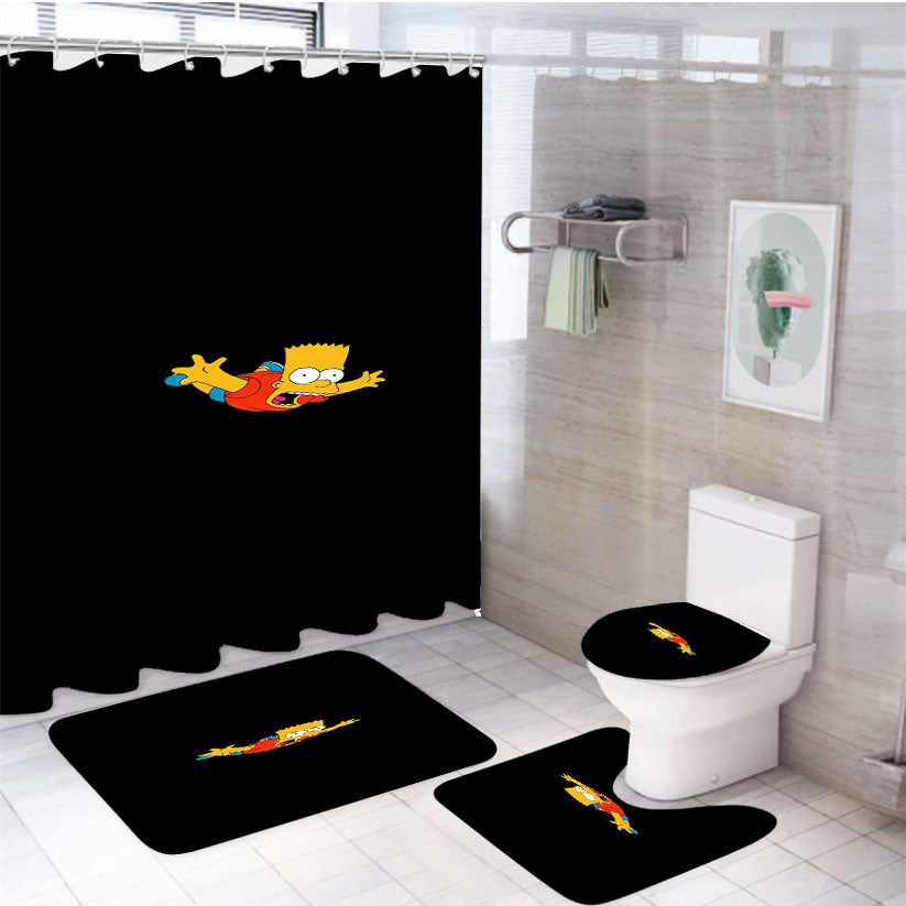 Bart Simpson Funny Cute 4Pcs Bathroom Set Shower Curtain