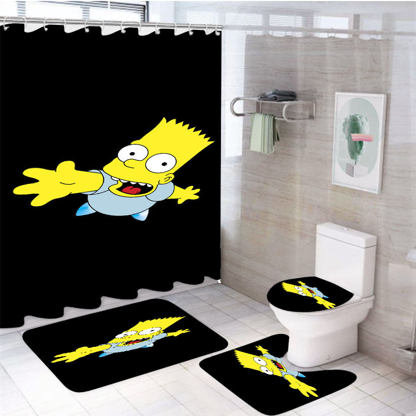 Bart Simpson Hello 4Pcs Bathroom Set Shower Curtain