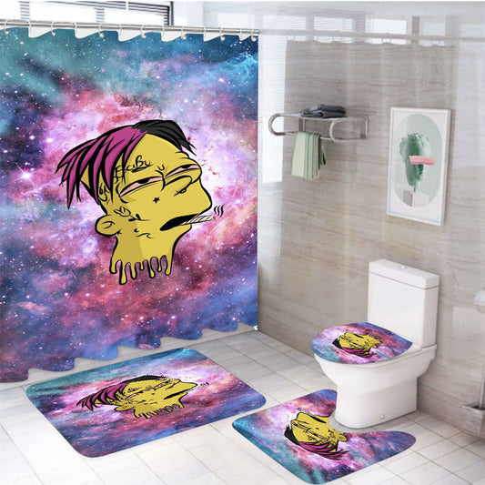 Bart Simpson Lil Peep Cartoon 4Pcs Bathroom Set Shower Curtain