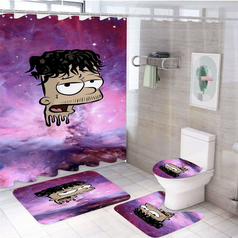 Bart Simpson Lil Skies Cartoon 4Pcs Bathroom Set Shower Curtain