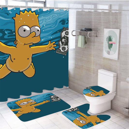 Bart Simpson Nirvana 4Pcs Bathroom Set Shower Curtain