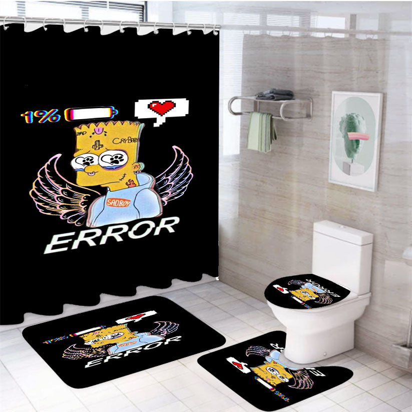 Bart Simpson Sad Boy Wing 4Pcs Bathroom Set Shower Curtain