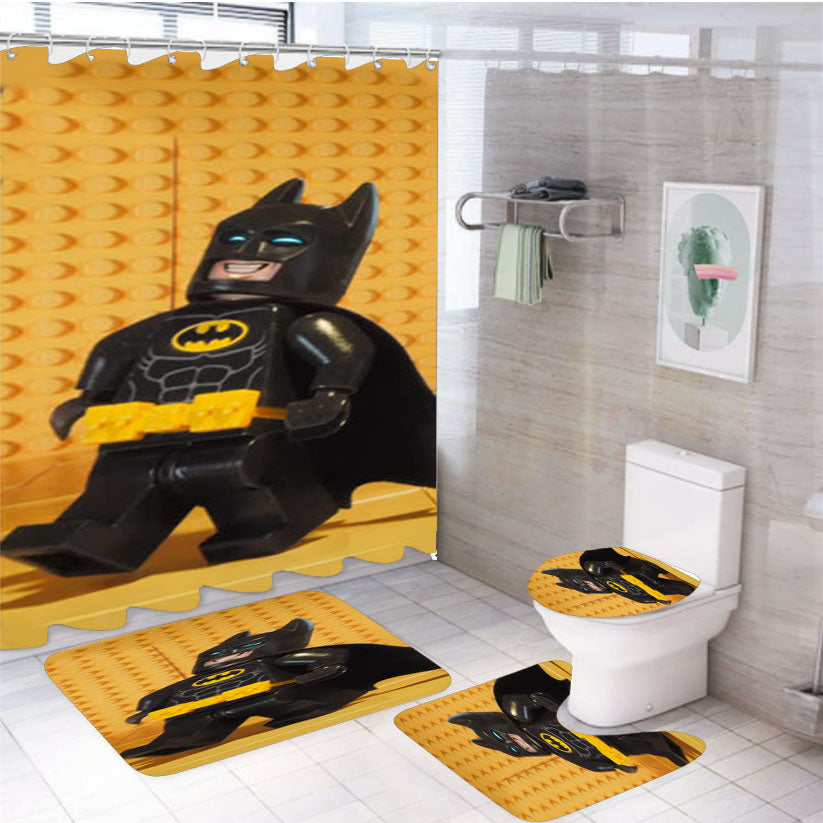 Batman Minecraft 4Pcs Bathroom Set Shower Curtain