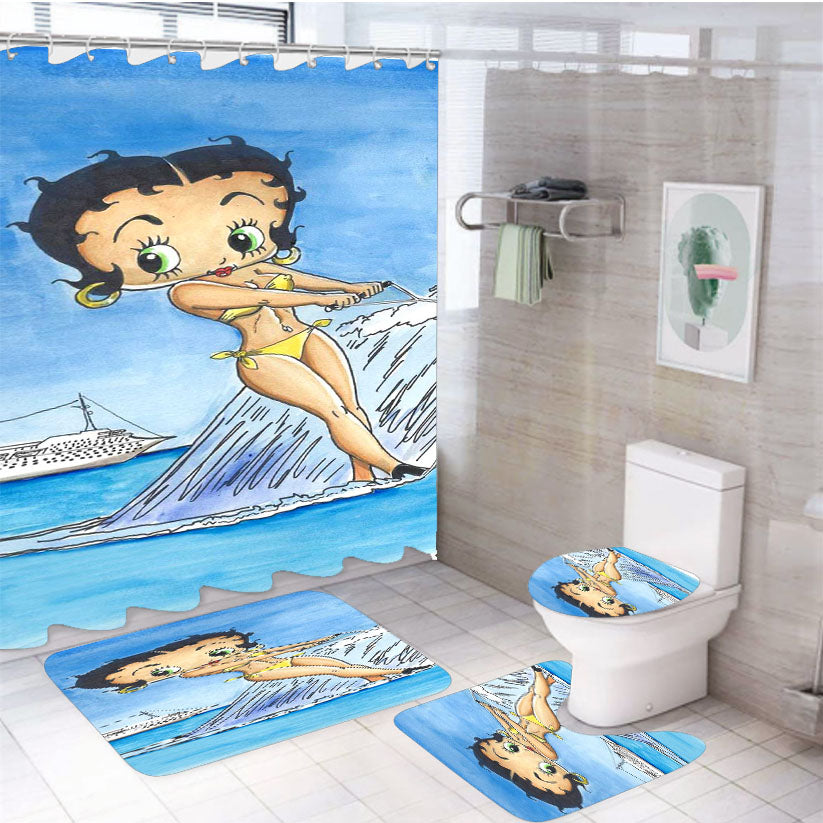 Betty Boop 5 4Pcs Bathroom Set Shower Curtain