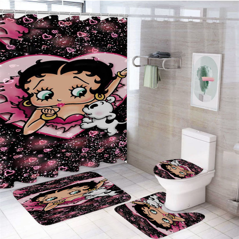 Betty Boop Cut Love 4Pcs Bathroom Set Shower Curtain