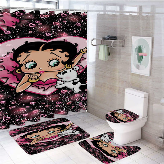 Betty Boop Cut Love 4Pcs Bathroom Set Shower Curtain