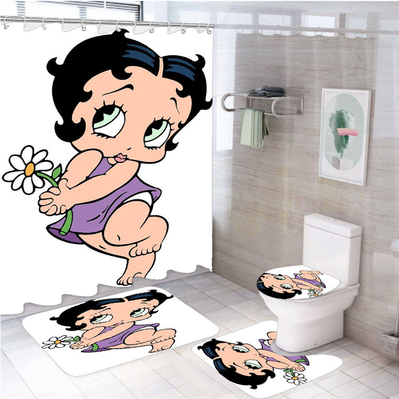 Betty Boop Cute 4Pcs Bathroom Set Shower Curtain