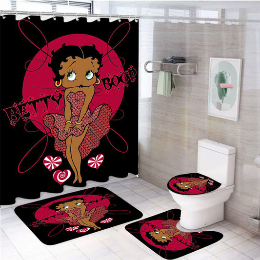 Betty Boop Emo 4Pcs Bathroom Set Shower Curtain