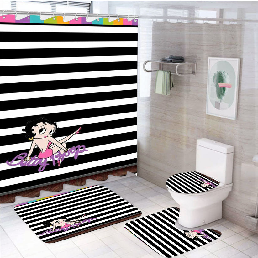 Betty Boop White S 4Pcs Bathroom Set Shower Curtain