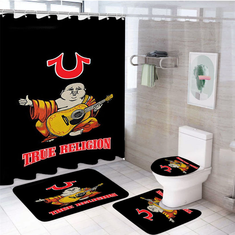 Big Buddha True Religion 4Pcs Bathroom Set Shower Curtain