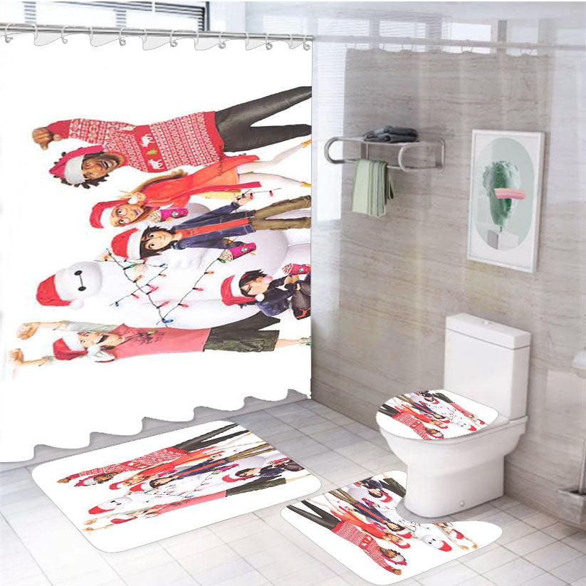 Big Hero 6 Christmas 4Pcs Bathroom Set Shower Curtain