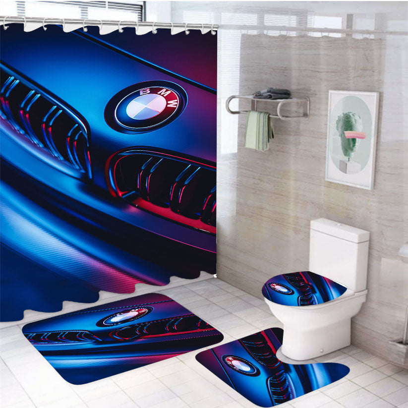 Bmw Car 4Pcs Bathroom Set Shower Curtain