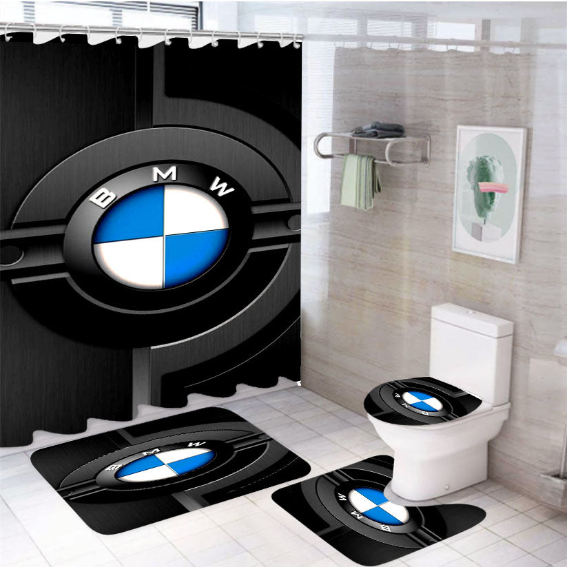 Bmw Emblem 3D 4Pcs Bathroom Set Shower Curtain