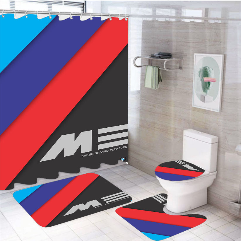 Bmw M Logo 4Pcs Bathroom Set Shower Curtain