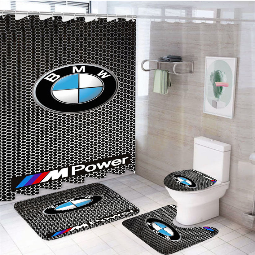 Bmw Power 4Pcs Bathroom Set Shower Curtain