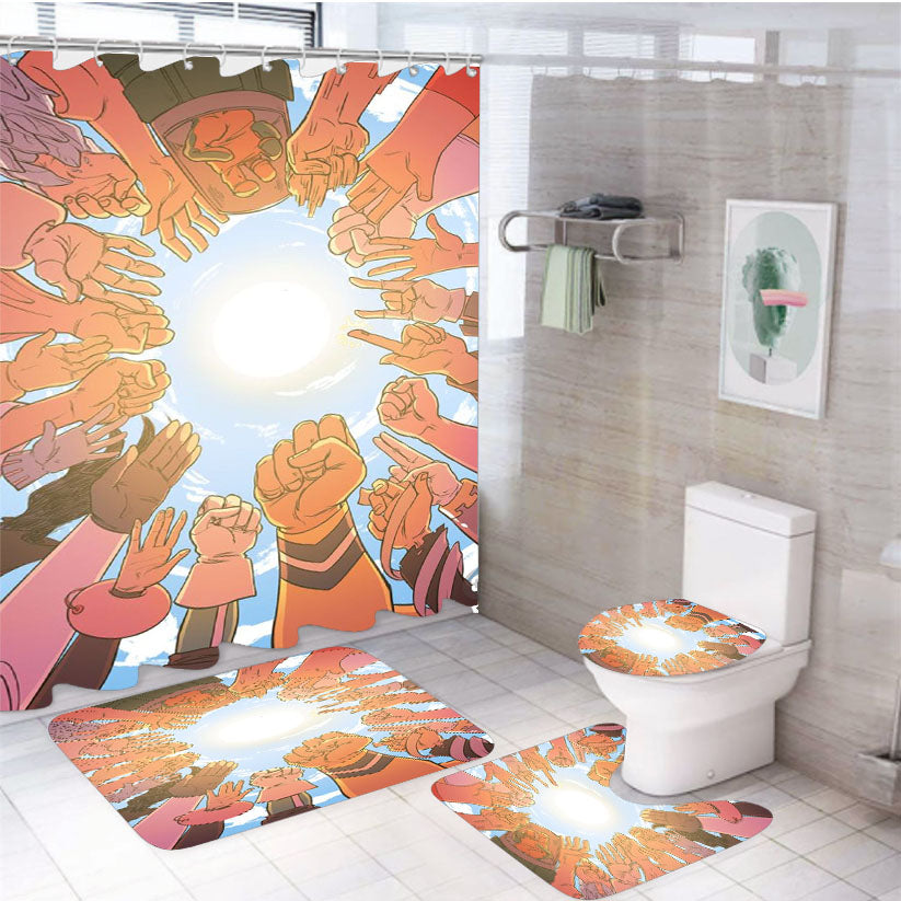Boku No Hero Academia Comics 4Pcs Bathroom Set Shower Curtain