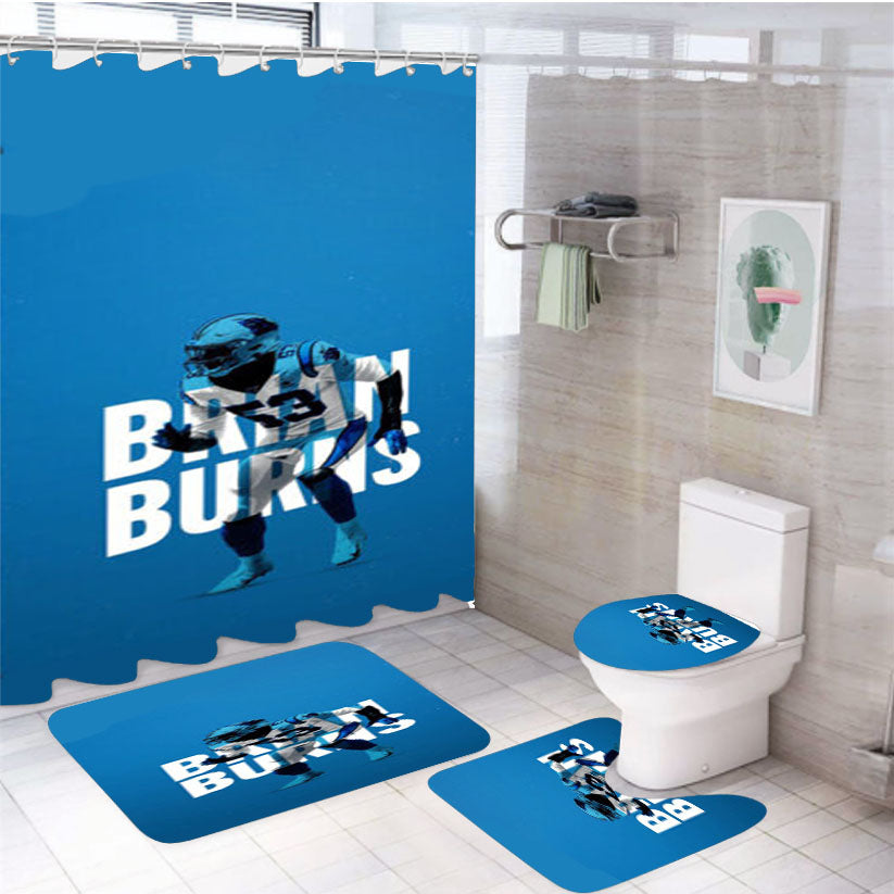 Brian Burns Carolina Panthers 4Pcs Bathroom Set Shower Curtain
